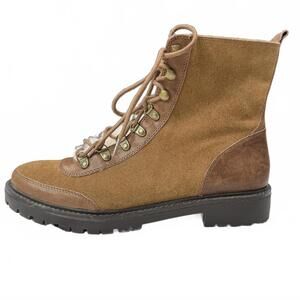 Lucky Brand Leather ILIANA Women's Lace-Up, zip up‎ faux sherpa Boots Size 10